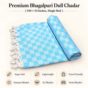 Premium 3D Bhagalpuri Dull Chadar for Single Bed | 100 X 54 Inches | Soft Cotton AC Blanket & Lightweight Summer Chadar