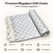 Premium 3D Bhagalpuri Dull Chadar for Single Bed | 100 X 54 Inches | Soft Cotton AC Blanket & Lightweight Summer Chadar