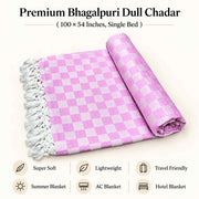 Premium 3D Bhagalpuri Dull Chadar for Single Bed | 100 X 54 Inches | Soft Cotton AC Blanket & Lightweight Summer Chadar
