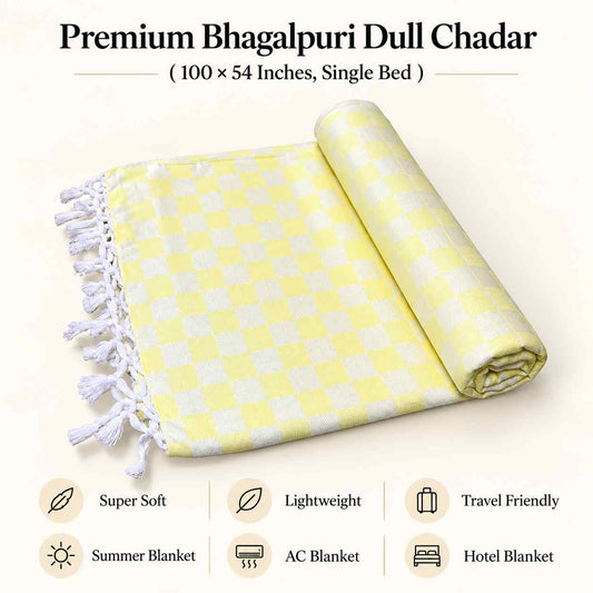 Premium 3D Bhagalpuri Dull Chadar for Single Bed | 100 X 54 Inches | Soft Cotton AC Blanket & Lightweight Summer Chadar