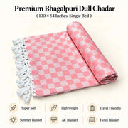 Premium 3D Bhagalpuri Dull Chadar for Single Bed | 100 X 54 Inches | Soft Cotton AC Blanket & Lightweight Summer Chadar