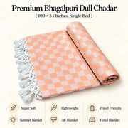 Premium 3D Bhagalpuri Dull Chadar for Single Bed | 100 X 54 Inches | Soft Cotton AC Blanket & Lightweight Summer Chadar