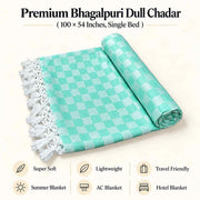Premium 3D Bhagalpuri Dull Chadar for Single Bed | 100 X 54 Inches | Soft Cotton AC Blanket & Lightweight Summer Chadar