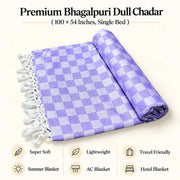 Premium 3D Bhagalpuri Dull Chadar for Single Bed | 100 X 54 Inches | Soft Cotton AC Blanket & Lightweight Summer Chadar