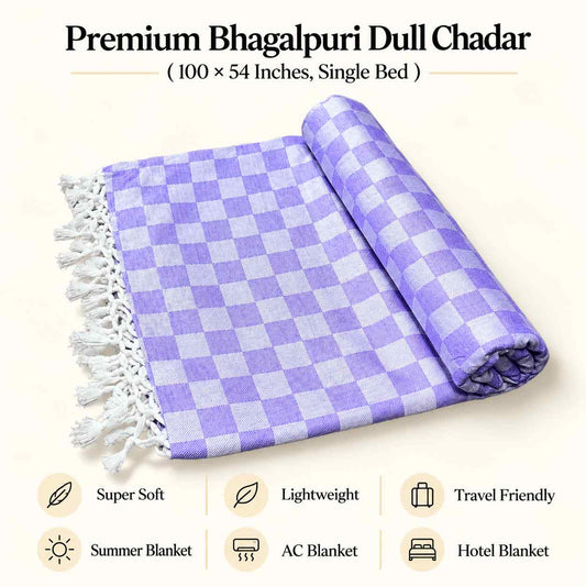 Premium 3D Bhagalpuri Dull Chadar for Single Bed | 100 X 54 Inches | Soft Cotton AC Blanket & Lightweight Summer Chadar