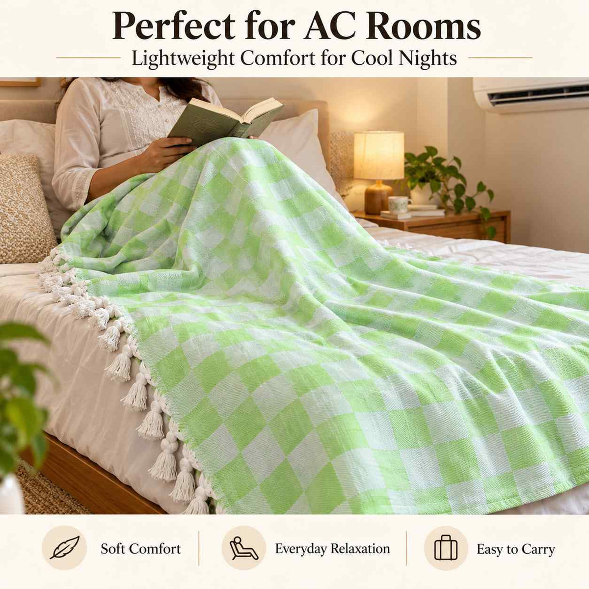 Premium 3D Bhagalpuri Dull Chadar for Single Bed | 100 × 54 Inches | Soft Cotton AC Blanket & Lightweight Summer Chadar