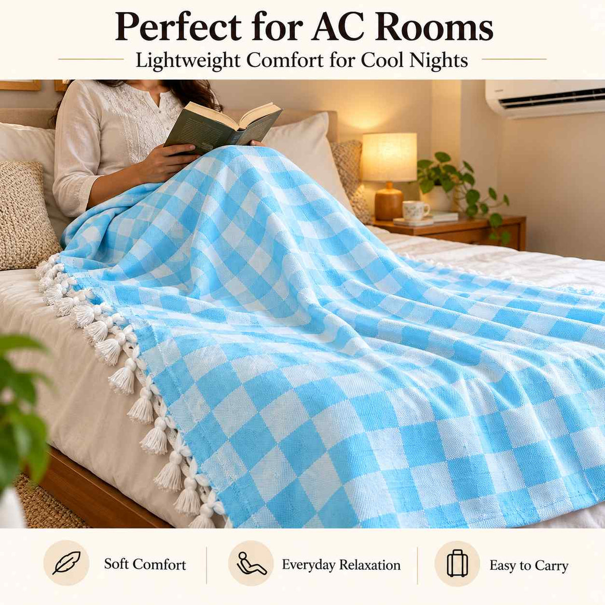 Premium 3D Bhagalpuri Dull Chadar for Single Bed | 100 X 54 Inches | Soft Cotton AC Blanket & Lightweight Summer Chadar