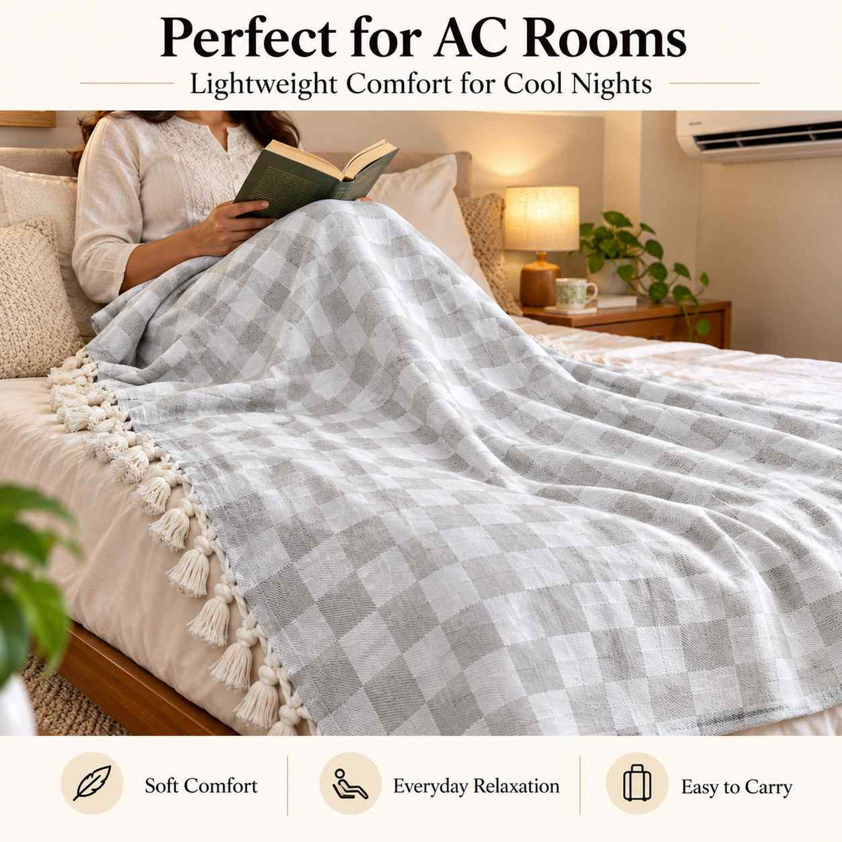 Premium 3D Bhagalpuri Dull Chadar for Single Bed | 100 X 54 Inches | Soft Cotton AC Blanket & Lightweight Summer Chadar