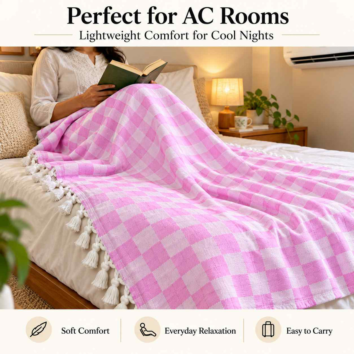 Premium 3D Bhagalpuri Dull Chadar for Single Bed | 100 X 54 Inches | Soft Cotton AC Blanket & Lightweight Summer Chadar