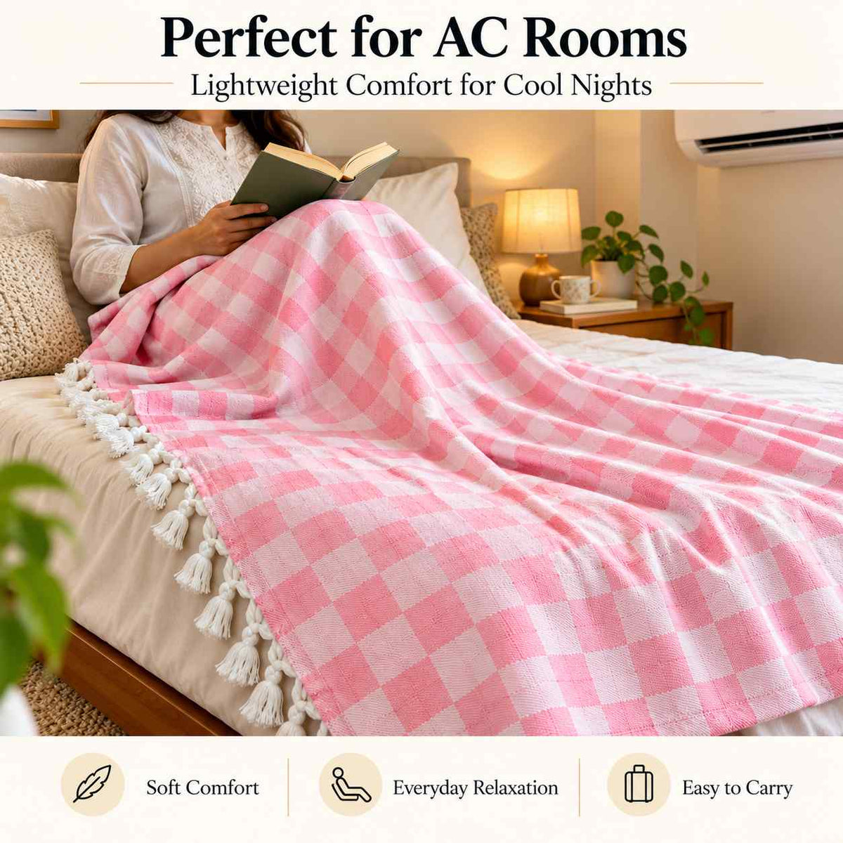 Premium 3D Bhagalpuri Dull Chadar for Single Bed | 100 X 54 Inches | Soft Cotton AC Blanket & Lightweight Summer Chadar