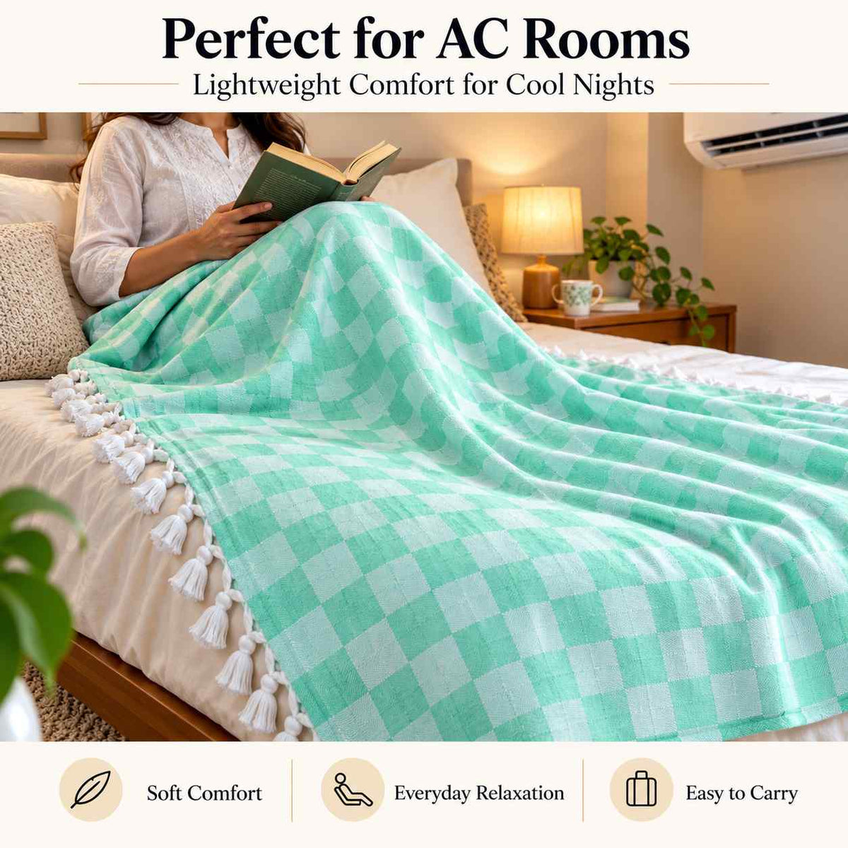 Premium 3D Bhagalpuri Dull Chadar for Single Bed | 100 X 54 Inches | Soft Cotton AC Blanket & Lightweight Summer Chadar