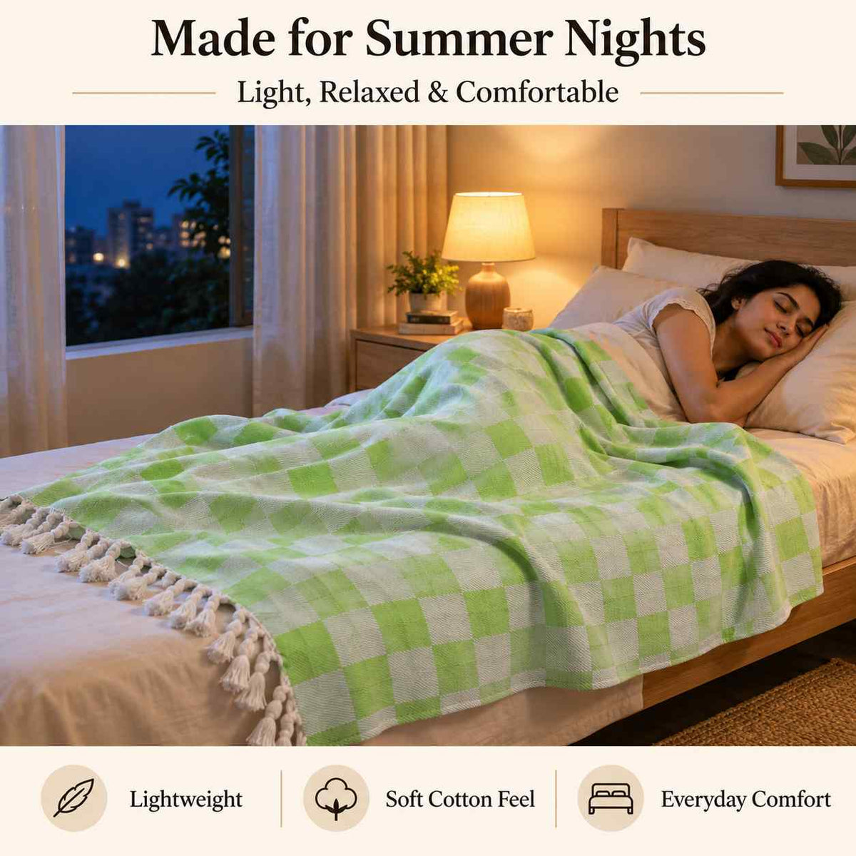 Premium 3D Bhagalpuri Dull Chadar for Single Bed | 100 × 54 Inches | Soft Cotton AC Blanket & Lightweight Summer Chadar