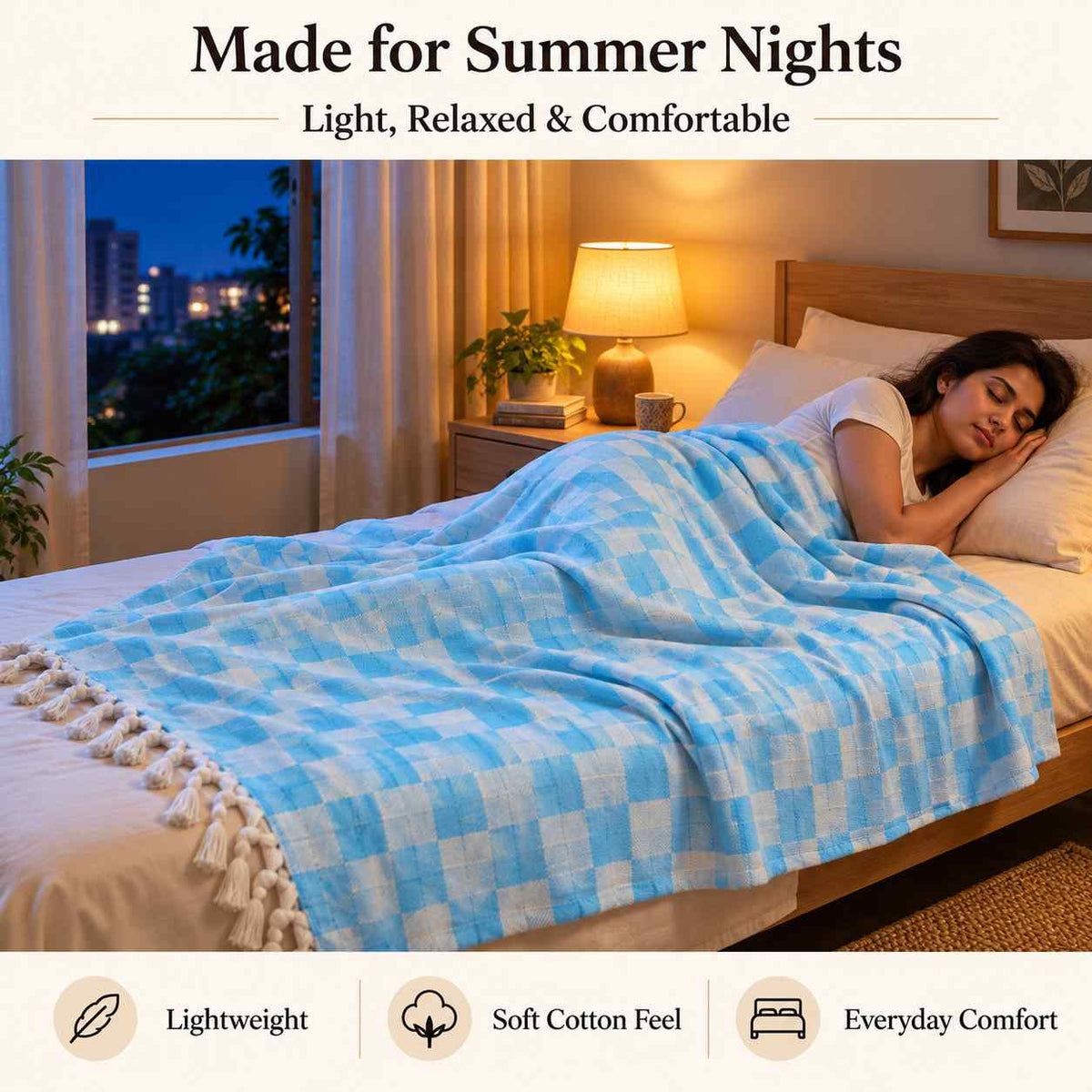 Premium 3D Bhagalpuri Dull Chadar for Single Bed | 100 X 54 Inches | Soft Cotton AC Blanket & Lightweight Summer Chadar