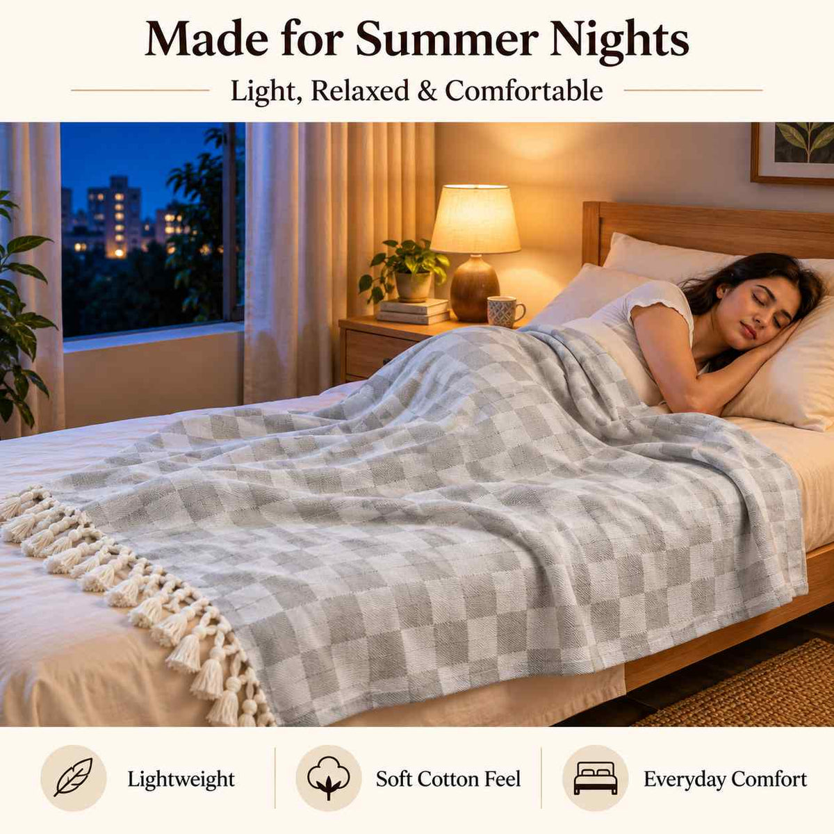 Premium 3D Bhagalpuri Dull Chadar for Single Bed | 100 X 54 Inches | Soft Cotton AC Blanket & Lightweight Summer Chadar