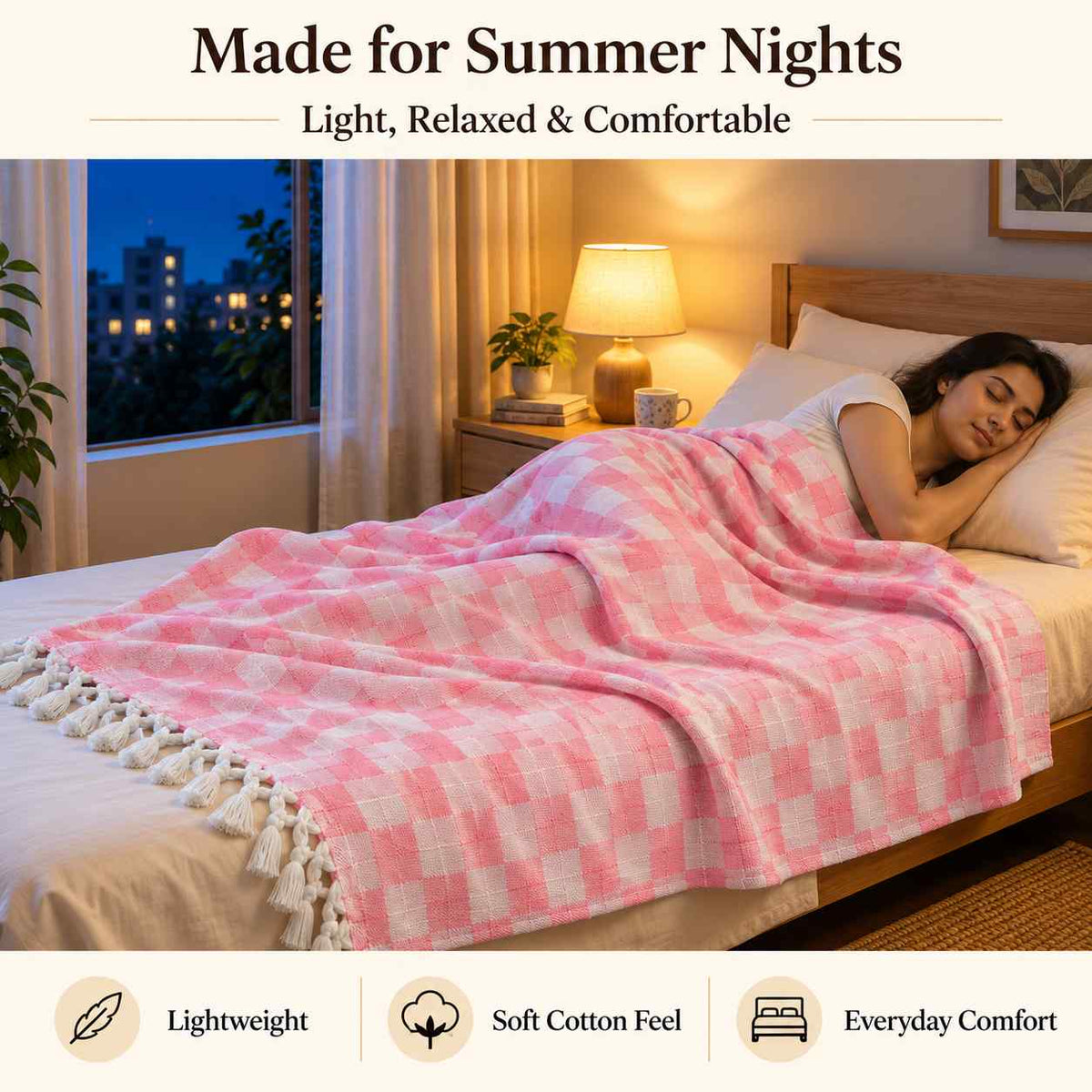 Premium 3D Bhagalpuri Dull Chadar for Single Bed | 100 X 54 Inches | Soft Cotton AC Blanket & Lightweight Summer Chadar