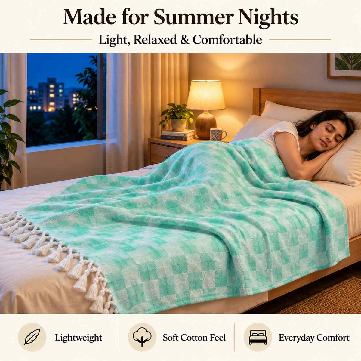 Premium 3D Bhagalpuri Dull Chadar for Single Bed | 100 X 54 Inches | Soft Cotton AC Blanket & Lightweight Summer Chadar