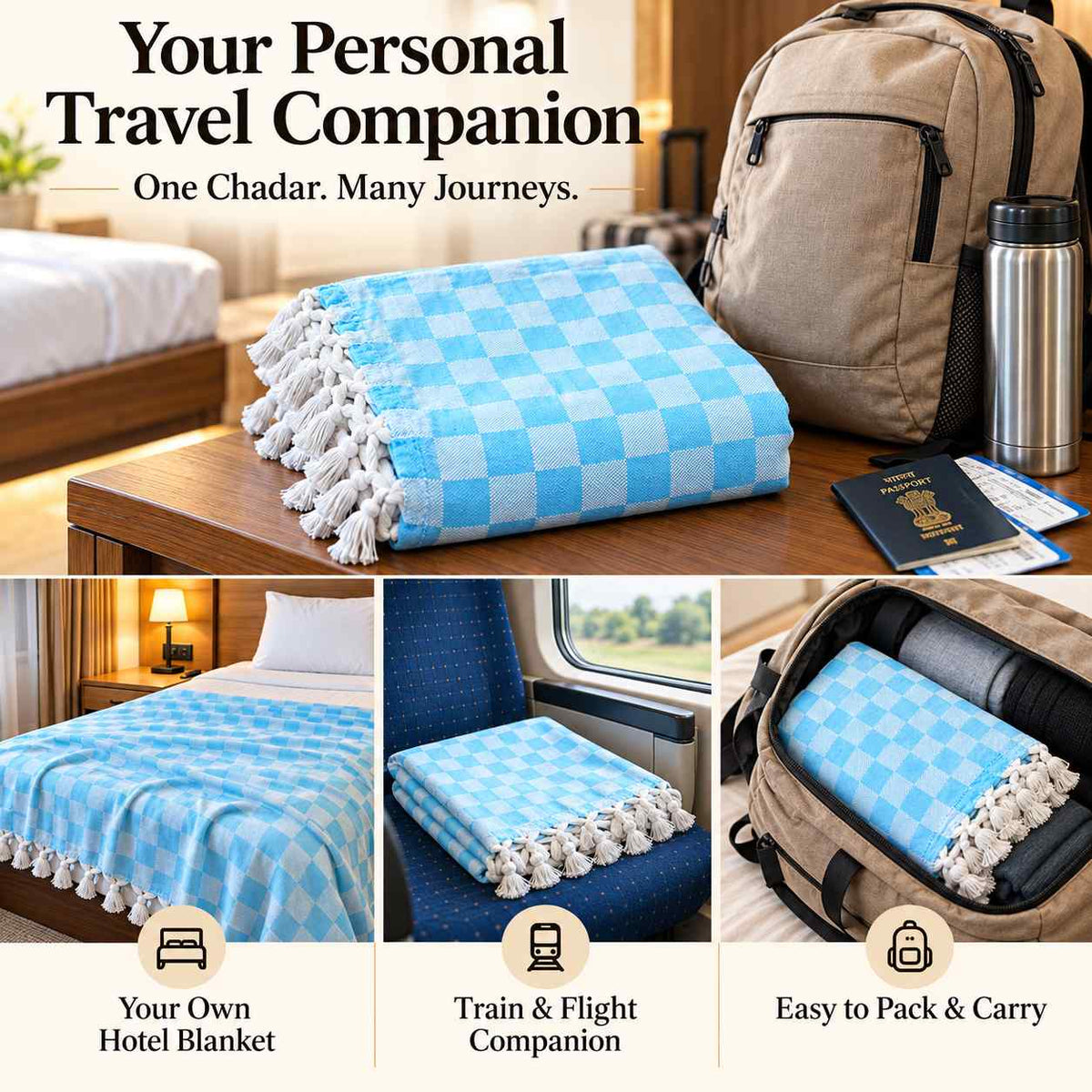 Premium 3D Bhagalpuri Dull Chadar for Single Bed | 100 X 54 Inches | Soft Cotton AC Blanket & Lightweight Summer Chadar