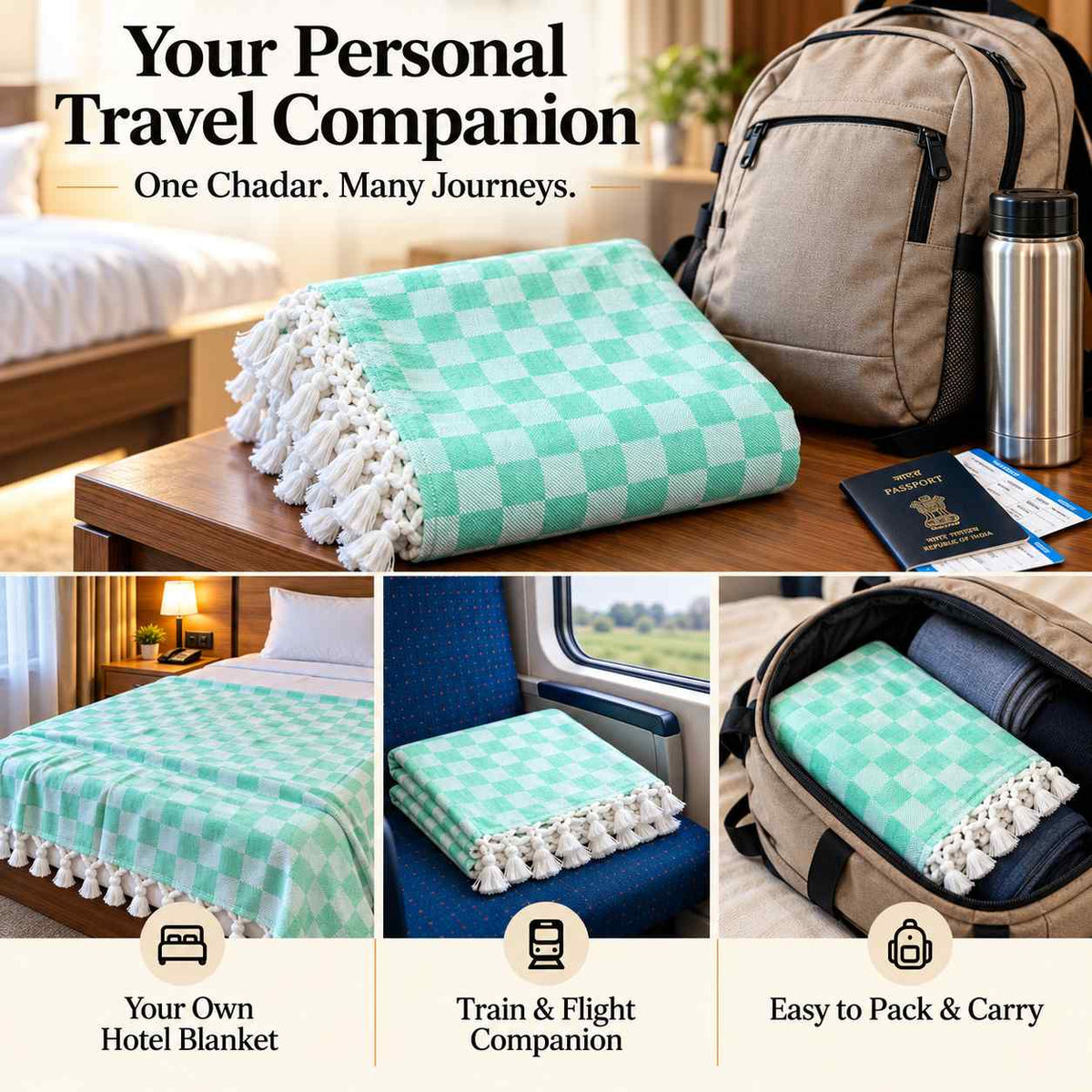 Premium 3D Bhagalpuri Dull Chadar for Single Bed | 100 X 54 Inches | Soft Cotton AC Blanket & Lightweight Summer Chadar