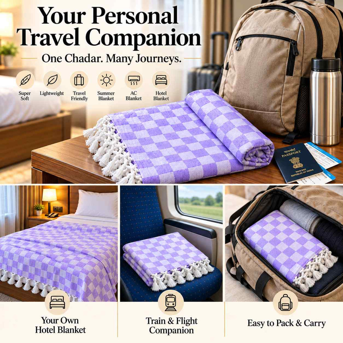 Premium 3D Bhagalpuri Dull Chadar for Single Bed | 100 X 54 Inches | Soft Cotton AC Blanket & Lightweight Summer Chadar