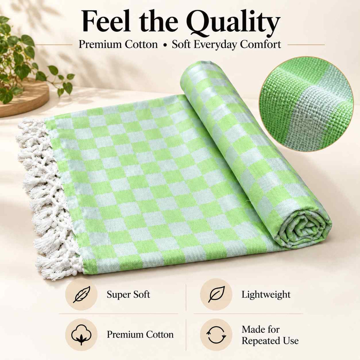 Premium 3D Bhagalpuri Dull Chadar for Single Bed | 100 × 54 Inches | Soft Cotton AC Blanket & Lightweight Summer Chadar