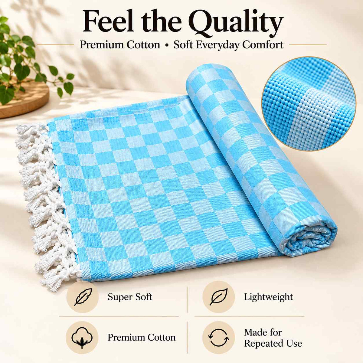Premium 3D Bhagalpuri Dull Chadar for Single Bed | 100 X 54 Inches | Soft Cotton AC Blanket & Lightweight Summer Chadar