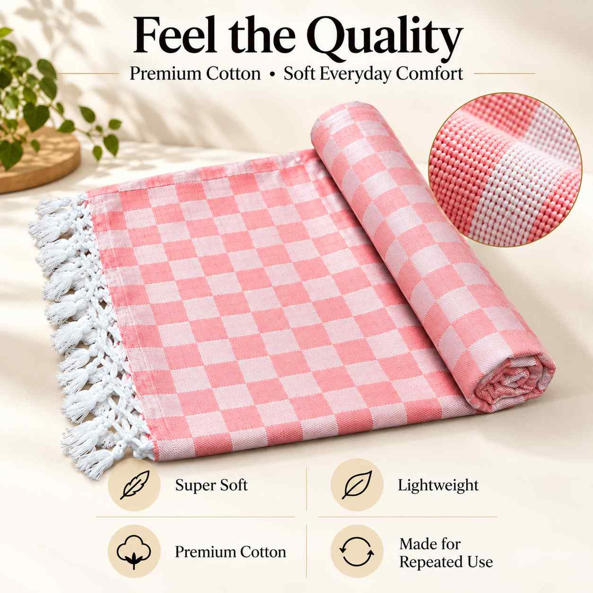 Premium 3D Bhagalpuri Dull Chadar for Single Bed | 100 X 54 Inches | Soft Cotton AC Blanket & Lightweight Summer Chadar
