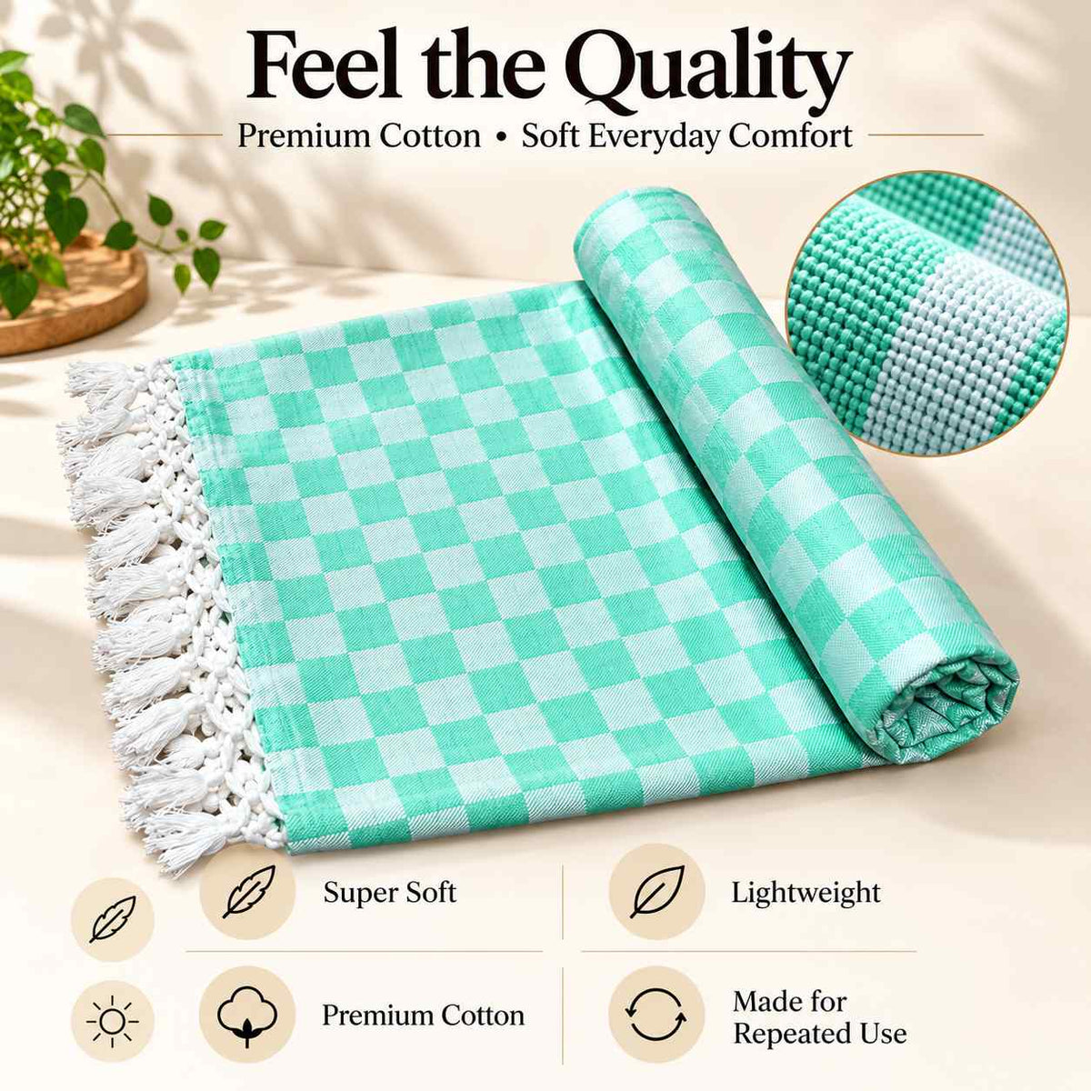 Premium 3D Bhagalpuri Dull Chadar for Single Bed | 100 X 54 Inches | Soft Cotton AC Blanket & Lightweight Summer Chadar