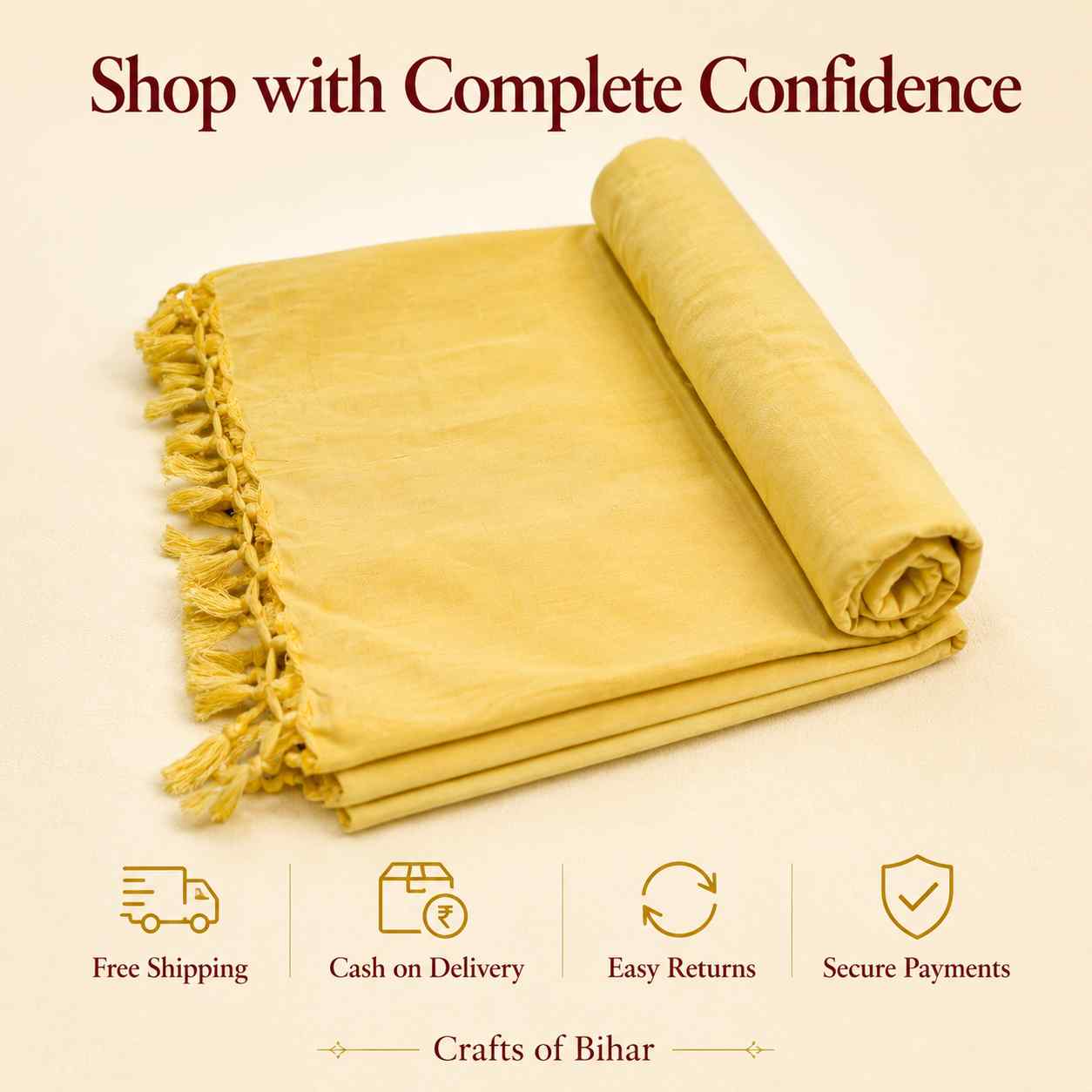 Authentic Bhagalpuri Dull Chadar – Lightweight Pure Cotton AC & Travel Blanket - Classic ( 94×50 in )