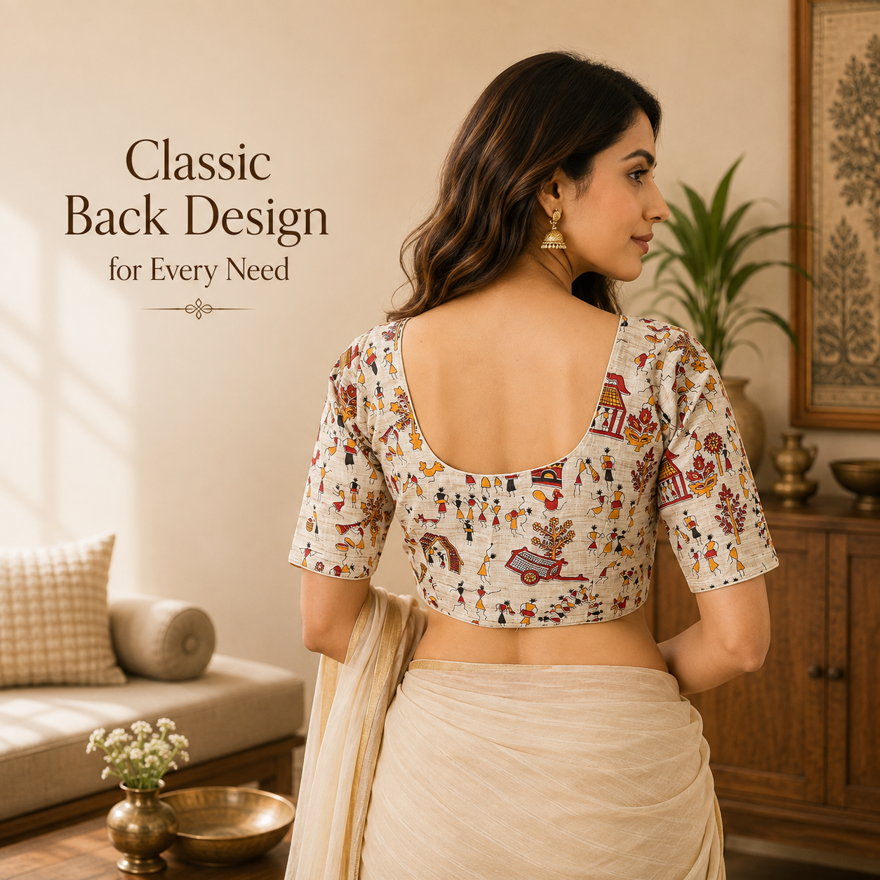 Madhubani Cotton Ready to wear Saree Blouse for women