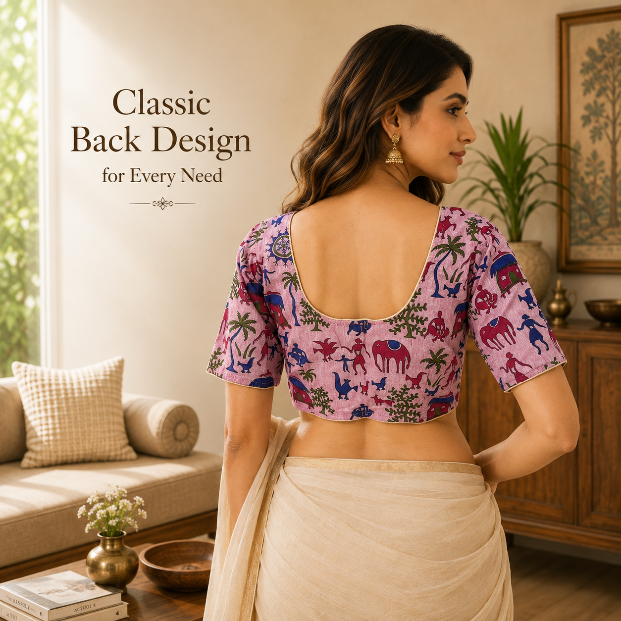 Madhubani Cotton Ready to wear Saree Blouse â Ready to Wear