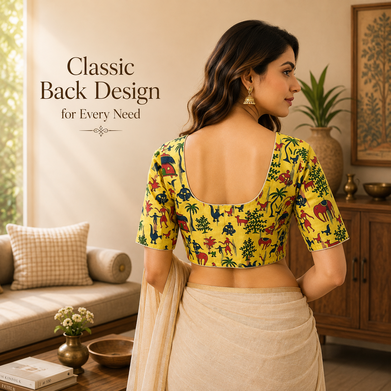 Madhubani Cotton Ready to wear Saree Blouse â Ready to Wear