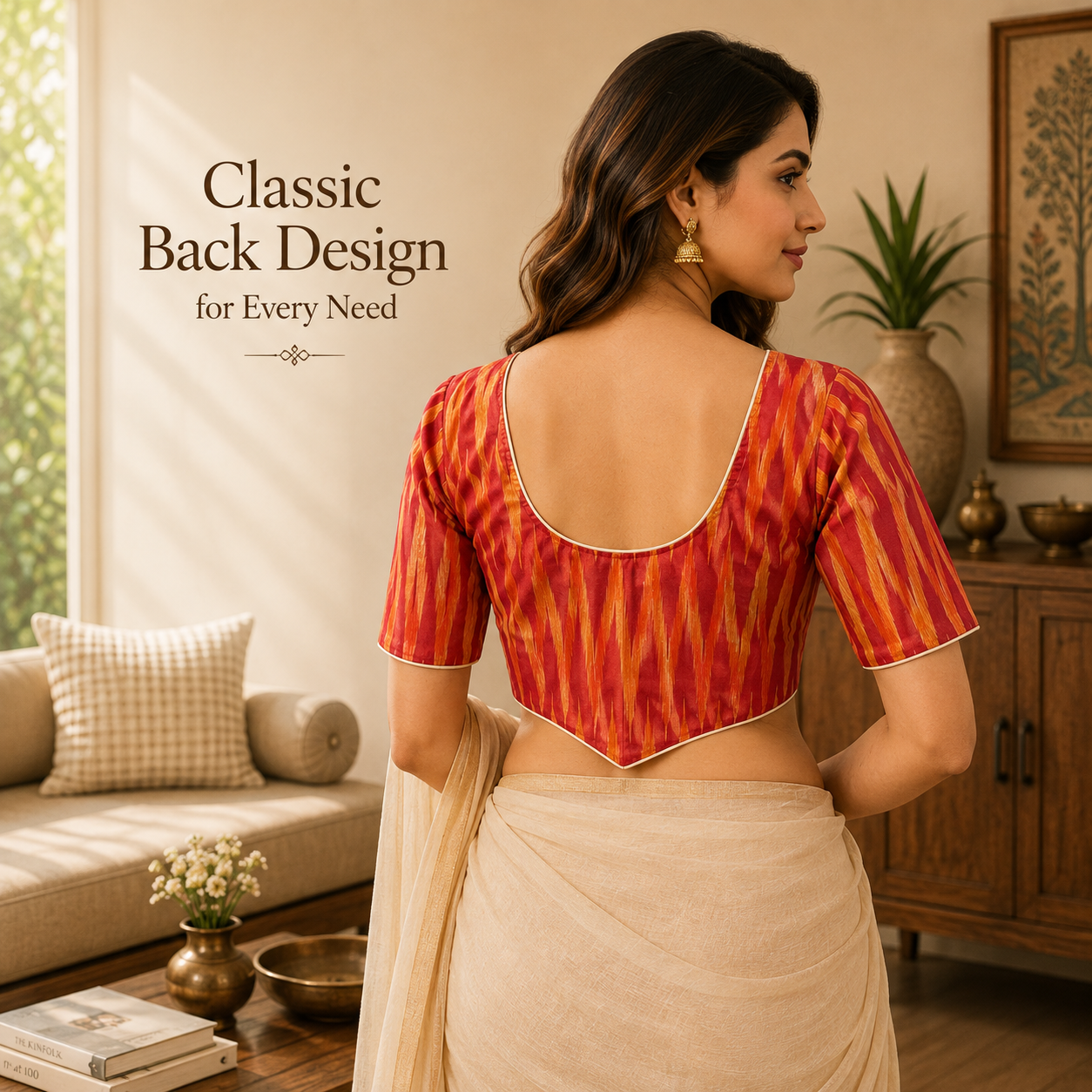 Ikkat Cotton Ready to wear Saree Blouse â Ready to Wear
