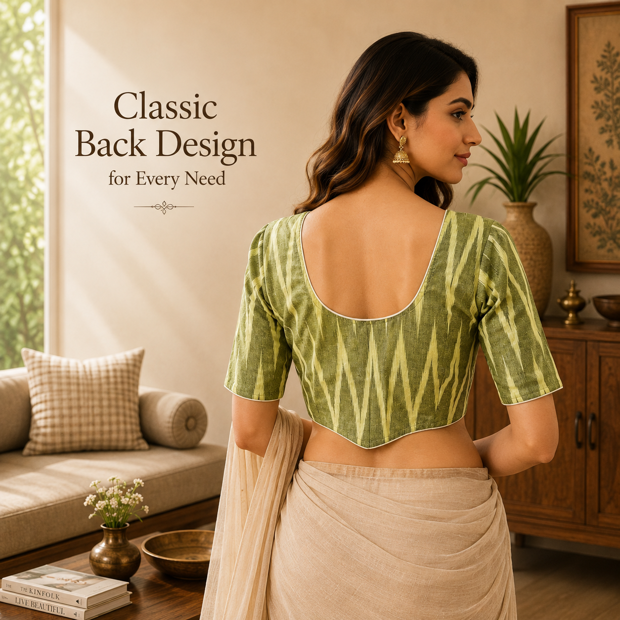 Ikkat Cotton Ready to wear Saree Blouse â Ready to Wear