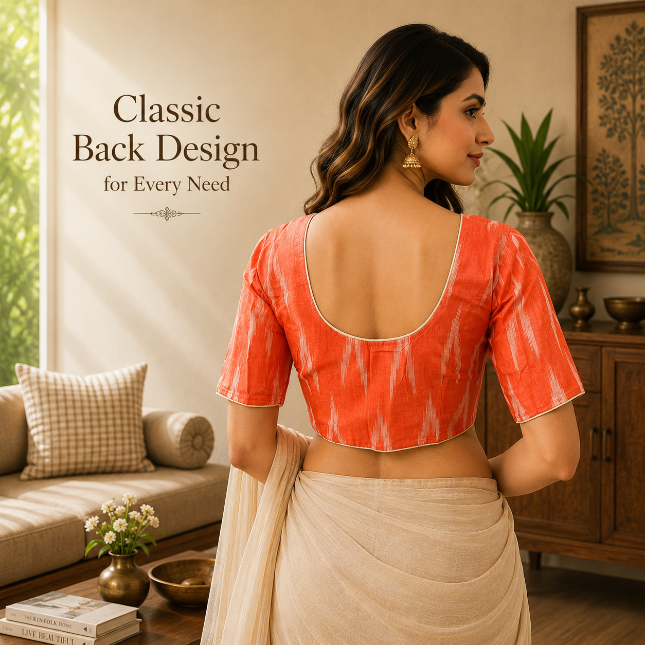 Ikkat Cotton Ready to wear Saree Blouse â Ready to Wear