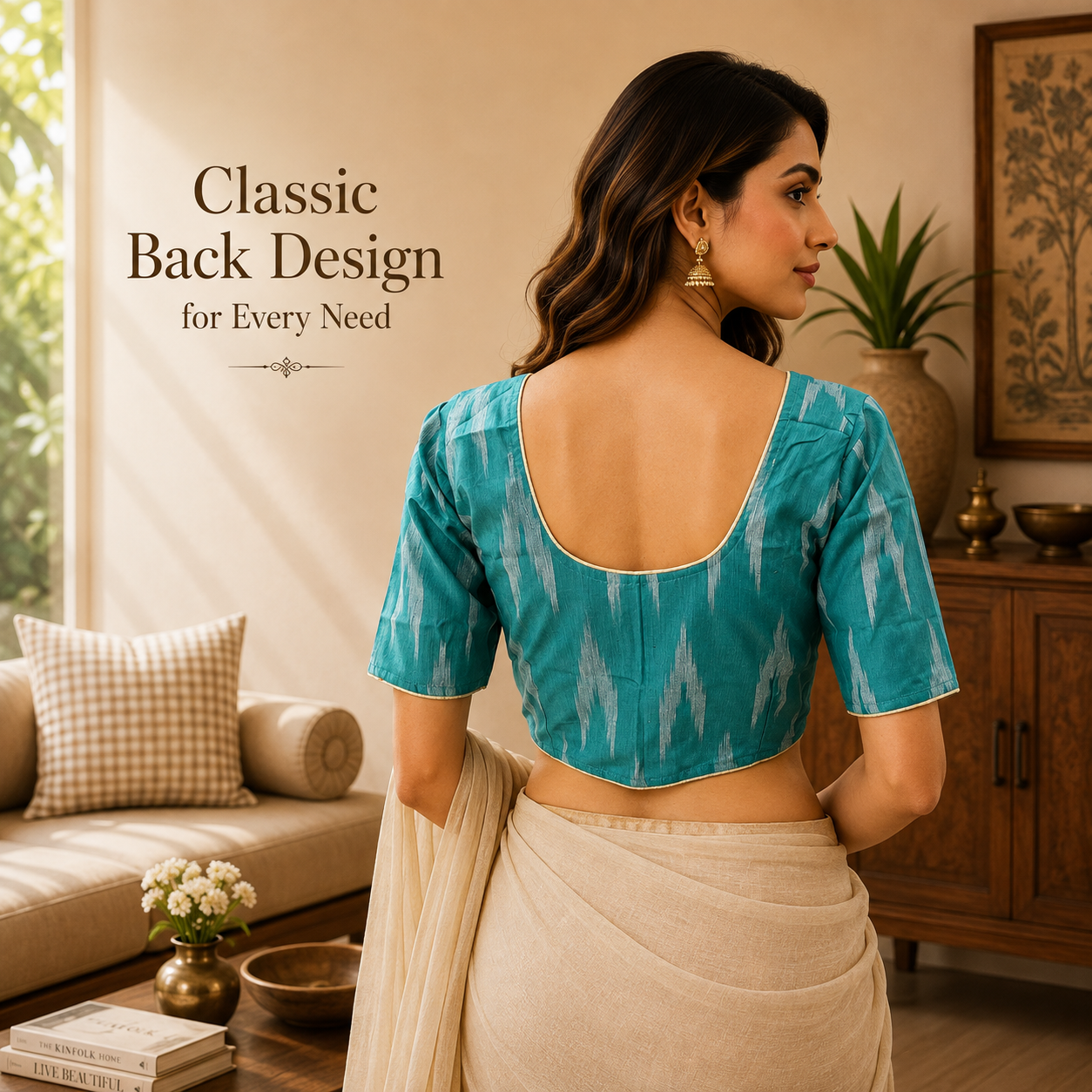 Ikkat Cotton Ready to wear Saree Blouse â Ready to Wear