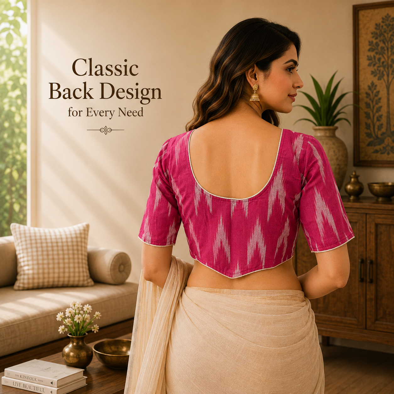 Ikkat Cotton Ready to wear Saree Blouse â Ready to Wear