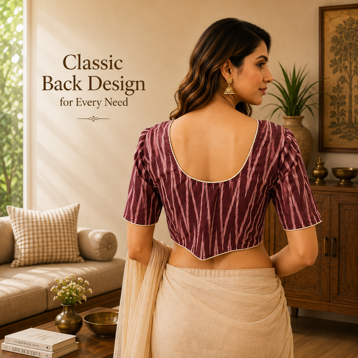 Ikkat Cotton Ready to wear Saree Blouse â Ready to Wear
