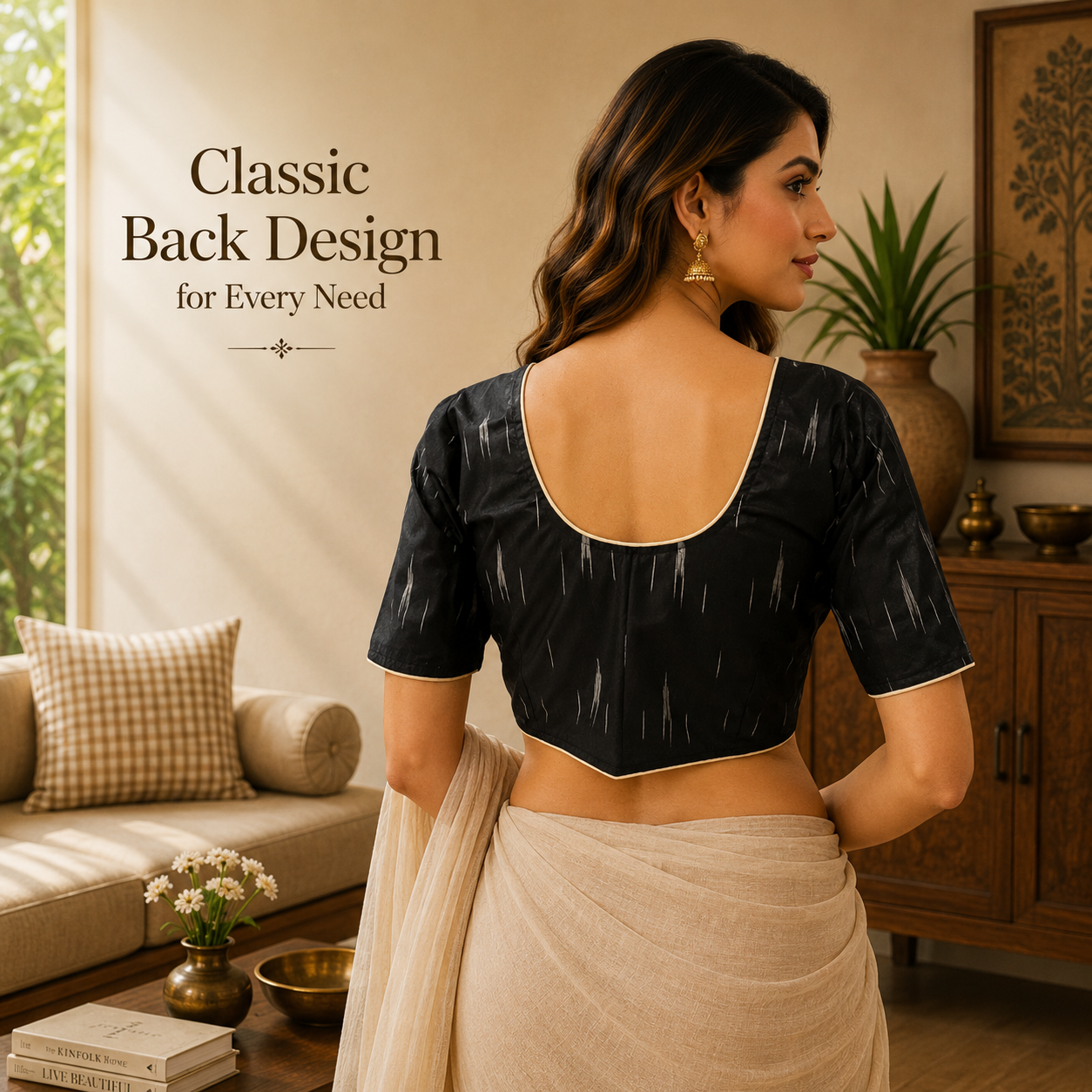 Ikkat Cotton Ready to wear Saree Blouse â Ready to Wear