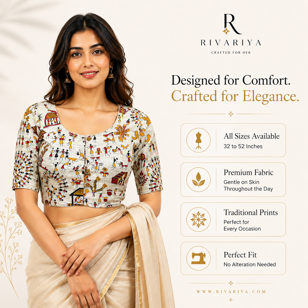 Madhubani Cotton Ready to wear Saree Blouse for women
