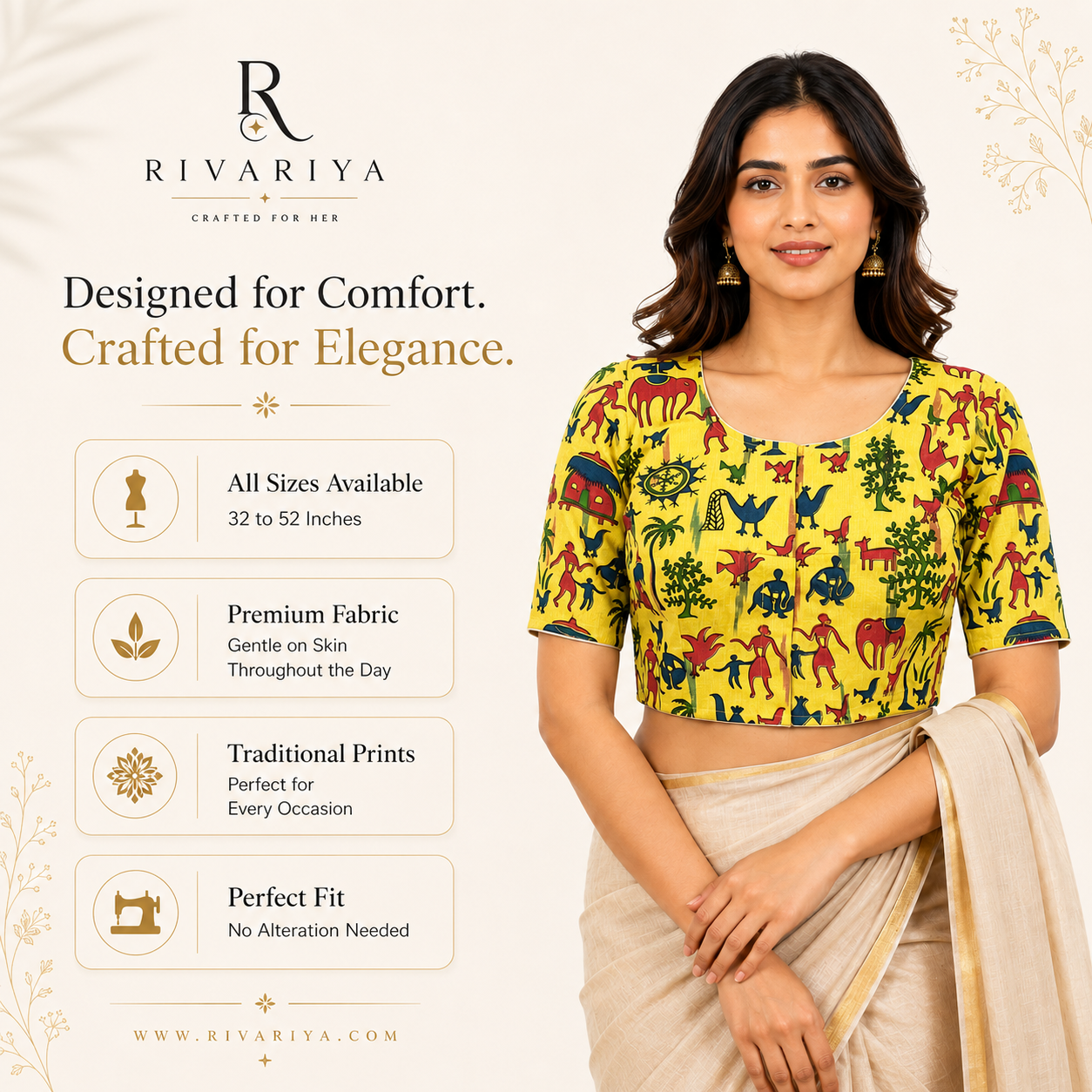 Madhubani Cotton Ready to wear Saree Blouse â Ready to Wear