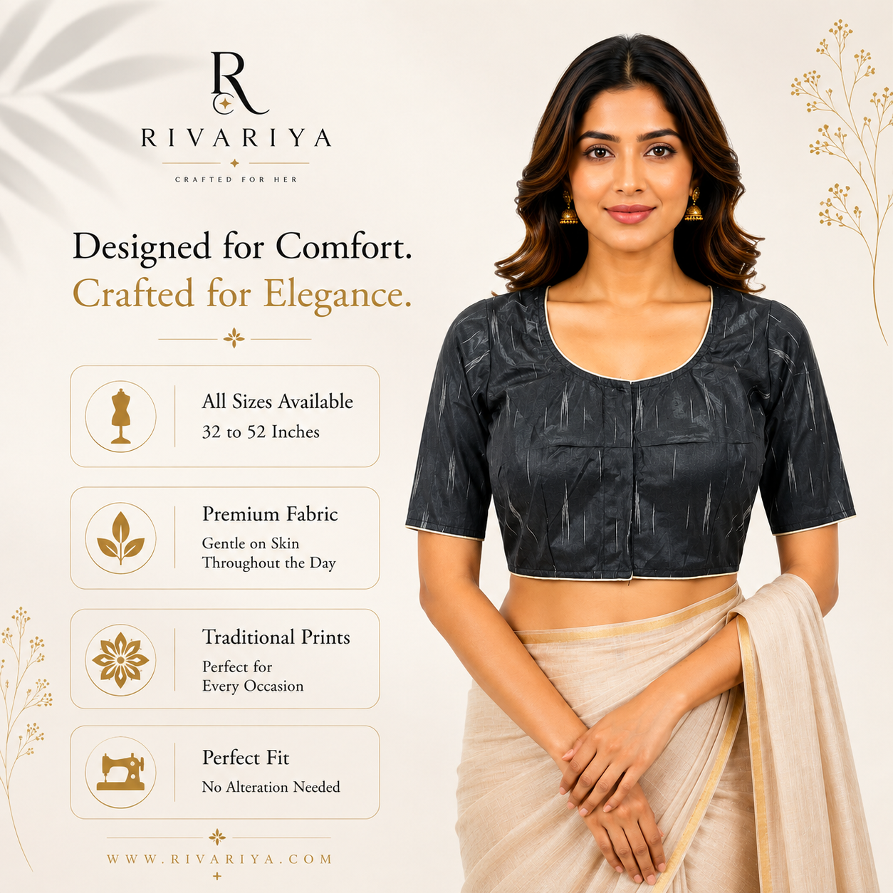 Ikkat Cotton Ready to wear Saree Blouse â Ready to Wear