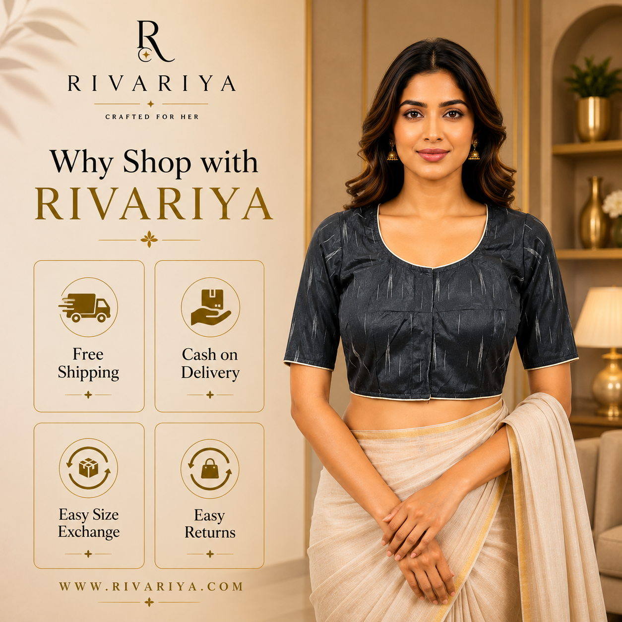 Ikkat Cotton Ready to wear Saree Blouse â Ready to Wear