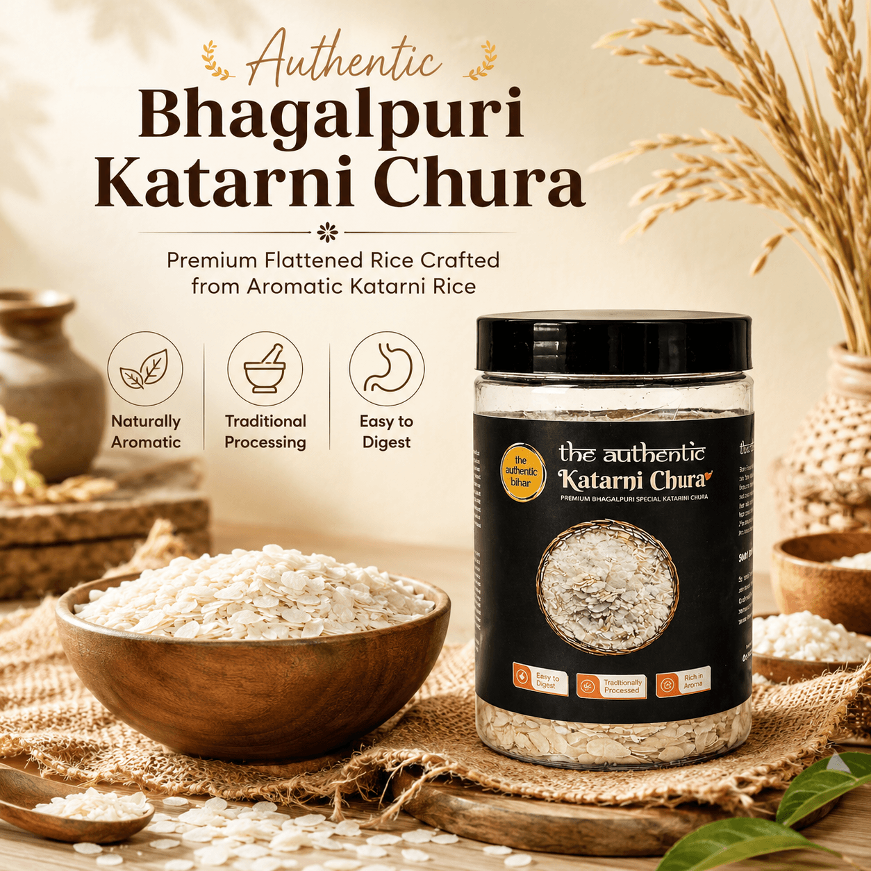 The Authentic Bhagalpuri Katarni Chura | Premium Katarni Rice Poha | Traditional Flattened Rice from Bihar