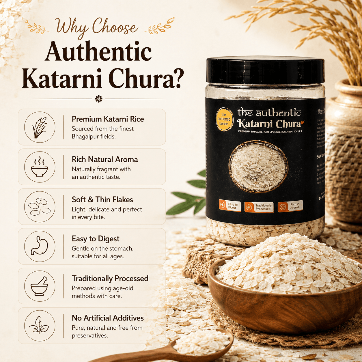 The Authentic Bhagalpuri Katarni Chura | Premium Katarni Rice Poha | Traditional Flattened Rice from Bihar