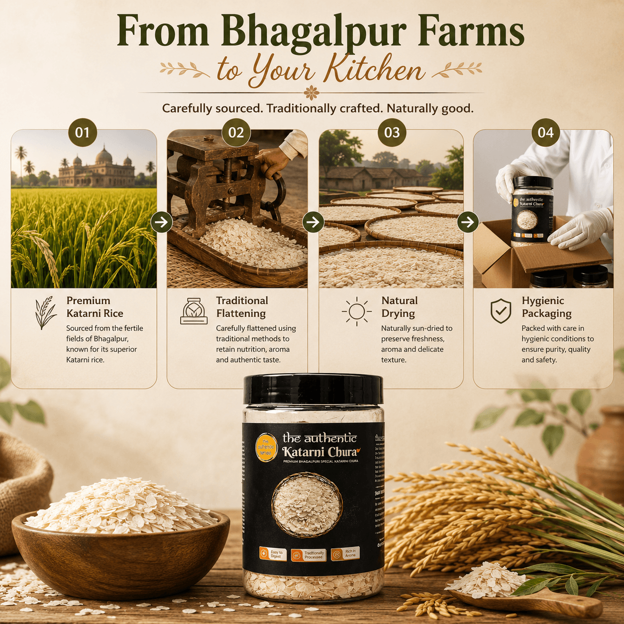 The Authentic Bhagalpuri Katarni Chura | Premium Katarni Rice Poha | Traditional Flattened Rice from Bihar