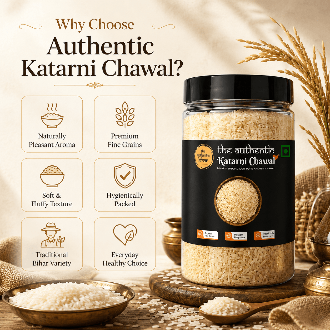 The Authentic Bihar Premium Bhagalpuri Katarni Chawal – Naturally Aromatic Fine Grain Rice