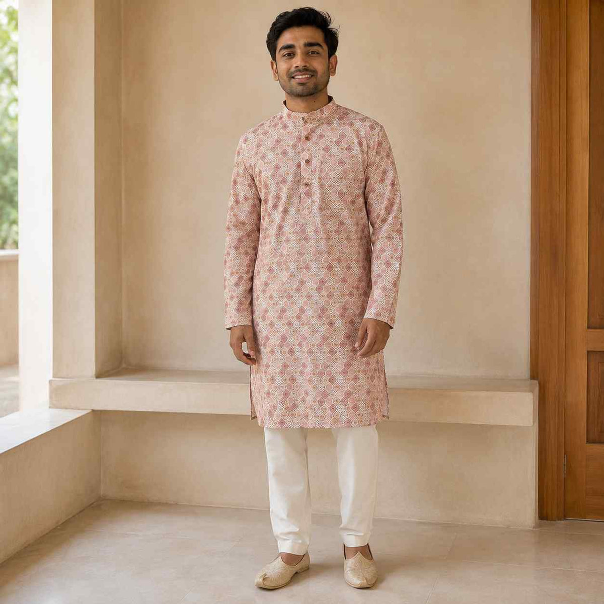 AIZA ARHAM Men’s Premium Kurta with Mandarin Collar and Full Sleeves | Festival, Casual, Occasional and Gifting
