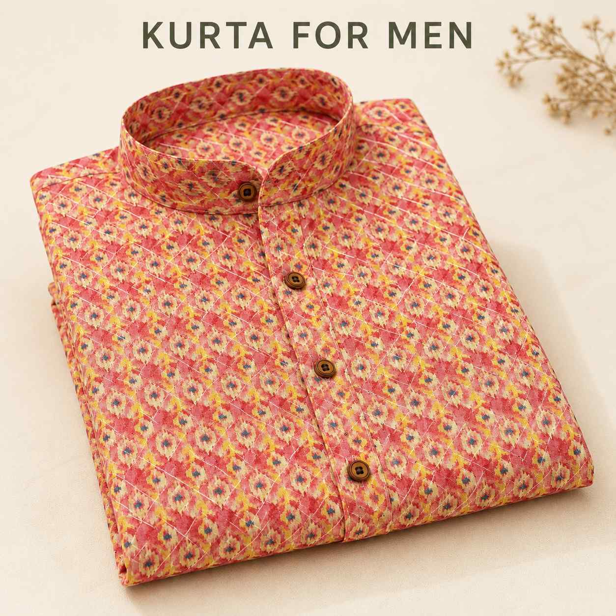 AIZA ARHAM Men’s Premium Kurta with Mandarin Collar and Full Sleeves | Festival, Casual, Occasional and Gifting