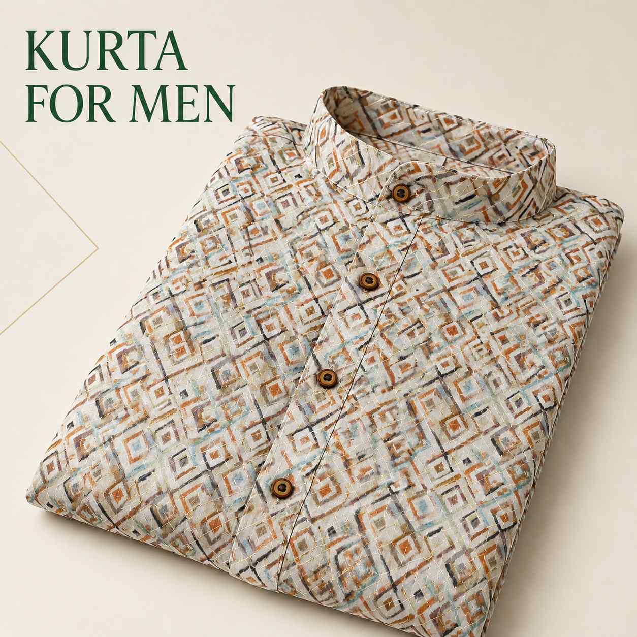AIZA ARHAM Men’s Premium Kurta with Mandarin Collar and Full Sleeves | Festival, Casual, Occasional and Gifting