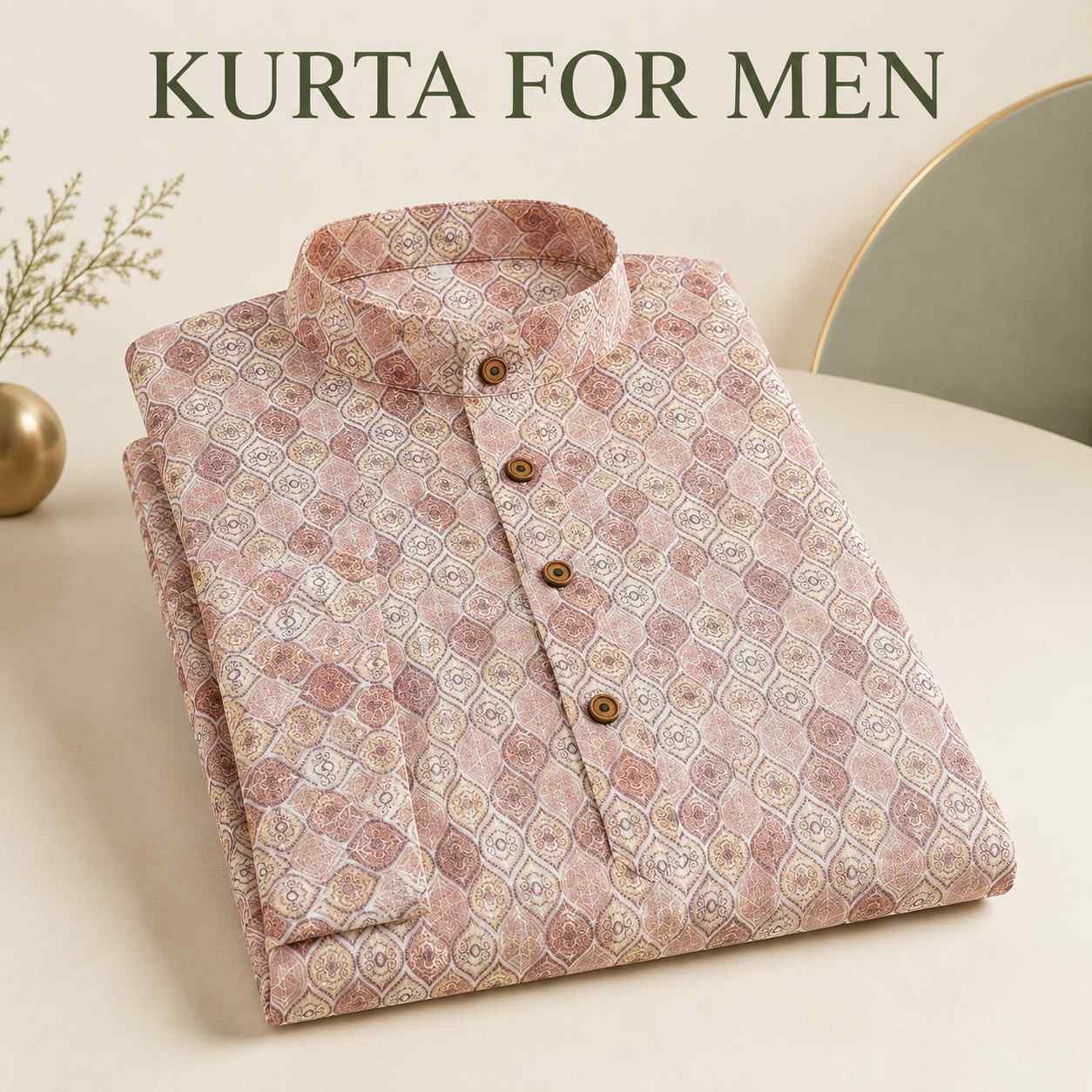 AIZA ARHAM Men’s Premium Kurta with Mandarin Collar and Full Sleeves | Festival, Casual, Occasional and Gifting